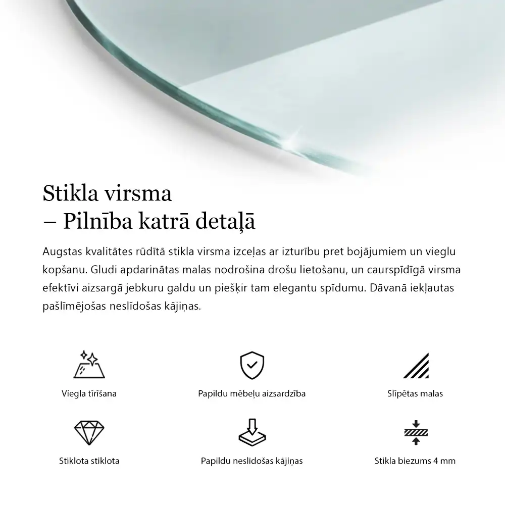 Okrągły szklany blat transparentny