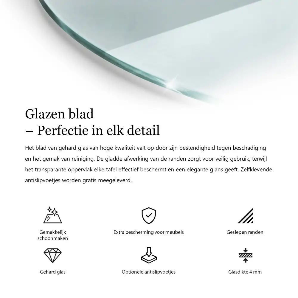 Okrągły szklany blat transparentny