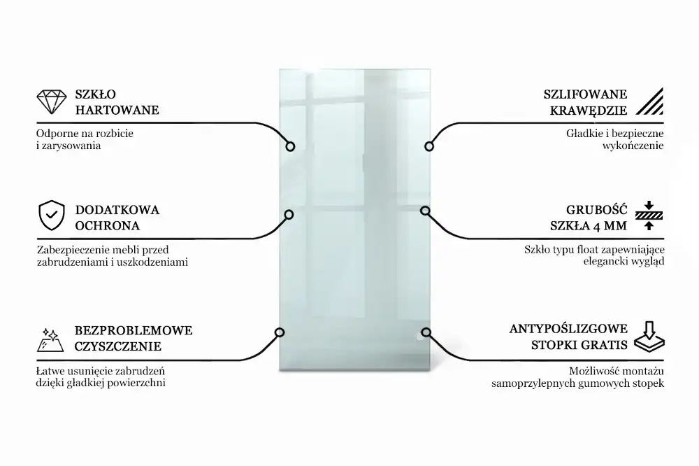 Blat szklany prostokątny transparentny