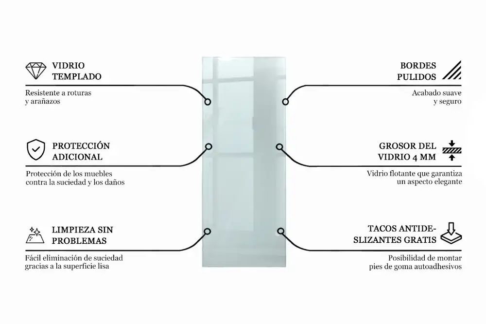 Blat szklany prostokątny transparentny