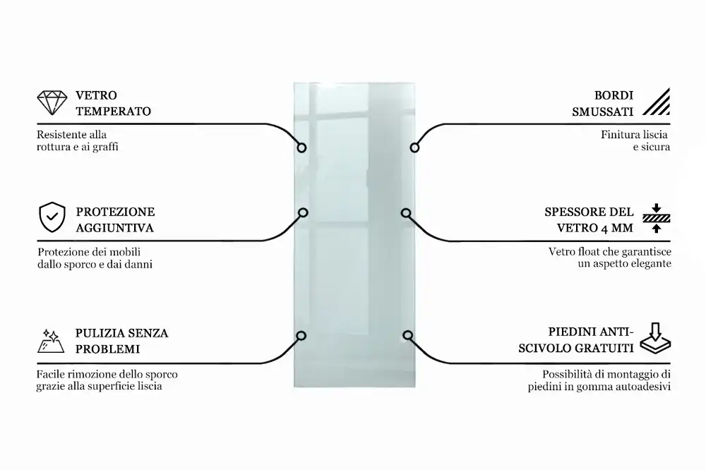 Blat szklany prostokątny transparentny