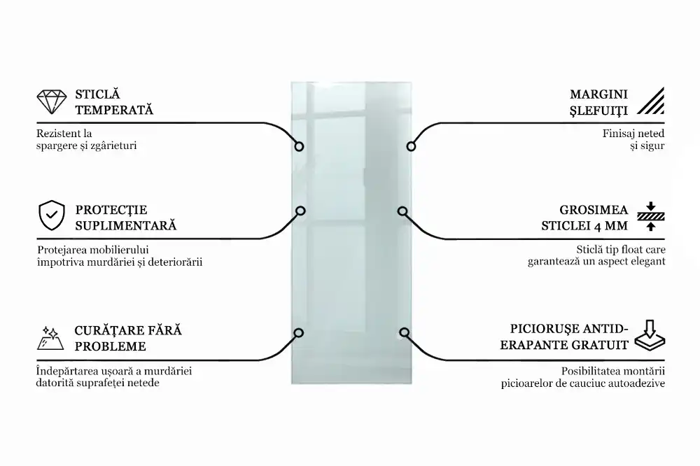 Blat szklany prostokątny transparentny