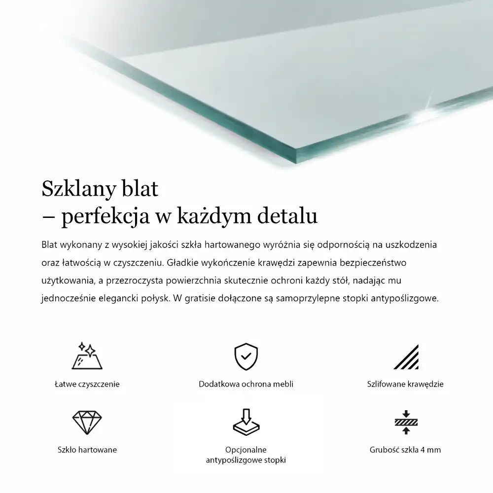 Blat szklany prostokątny transparentny