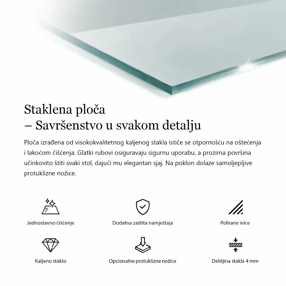 Blat szklany prostokątny transparentny