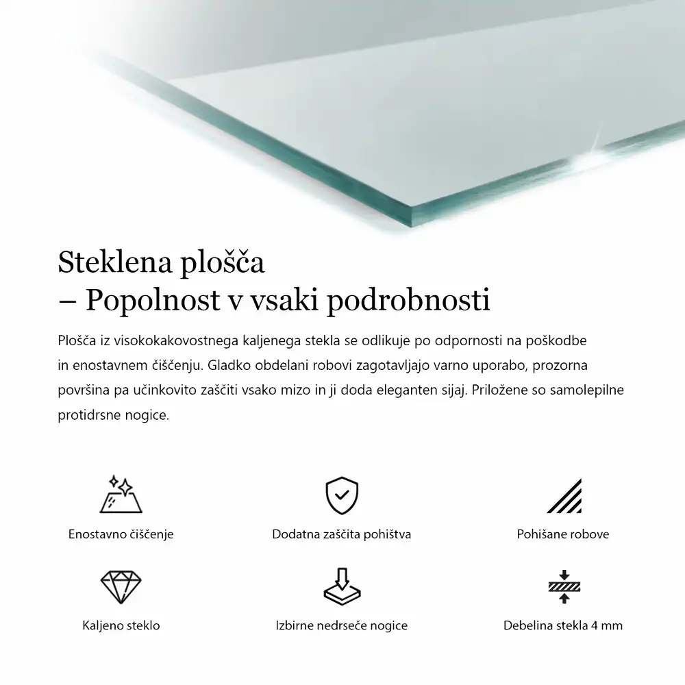 Blat szklany prostokątny transparentny