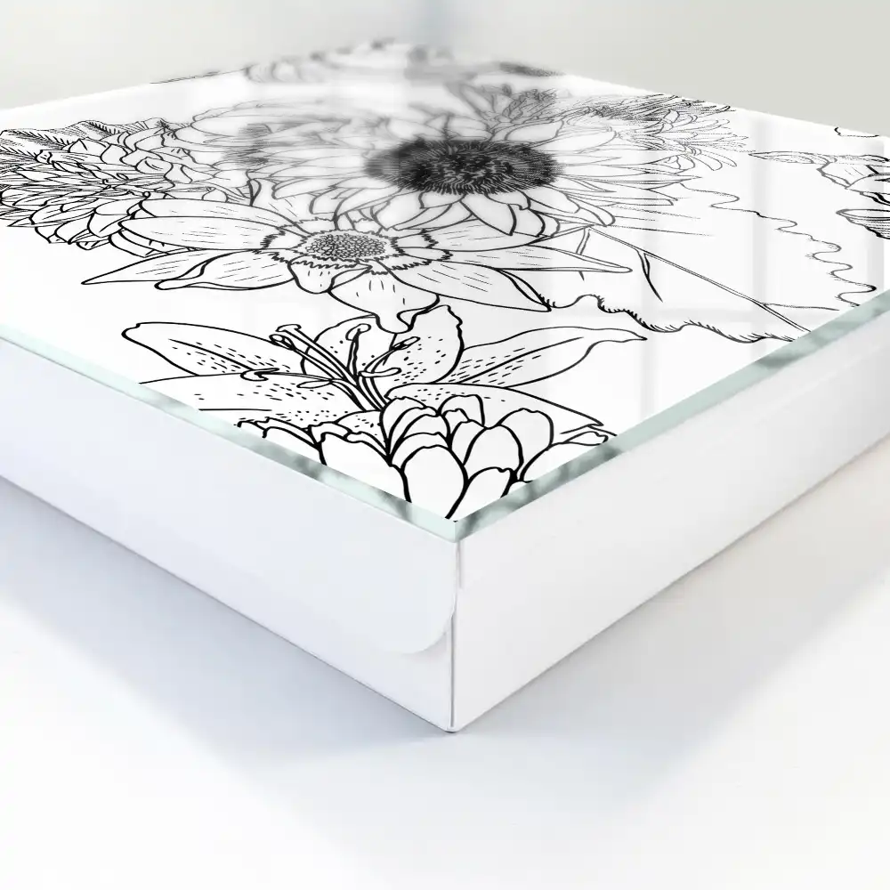 Szafeczka na klucze misterna kompozycja kwiatowa w stylu line art