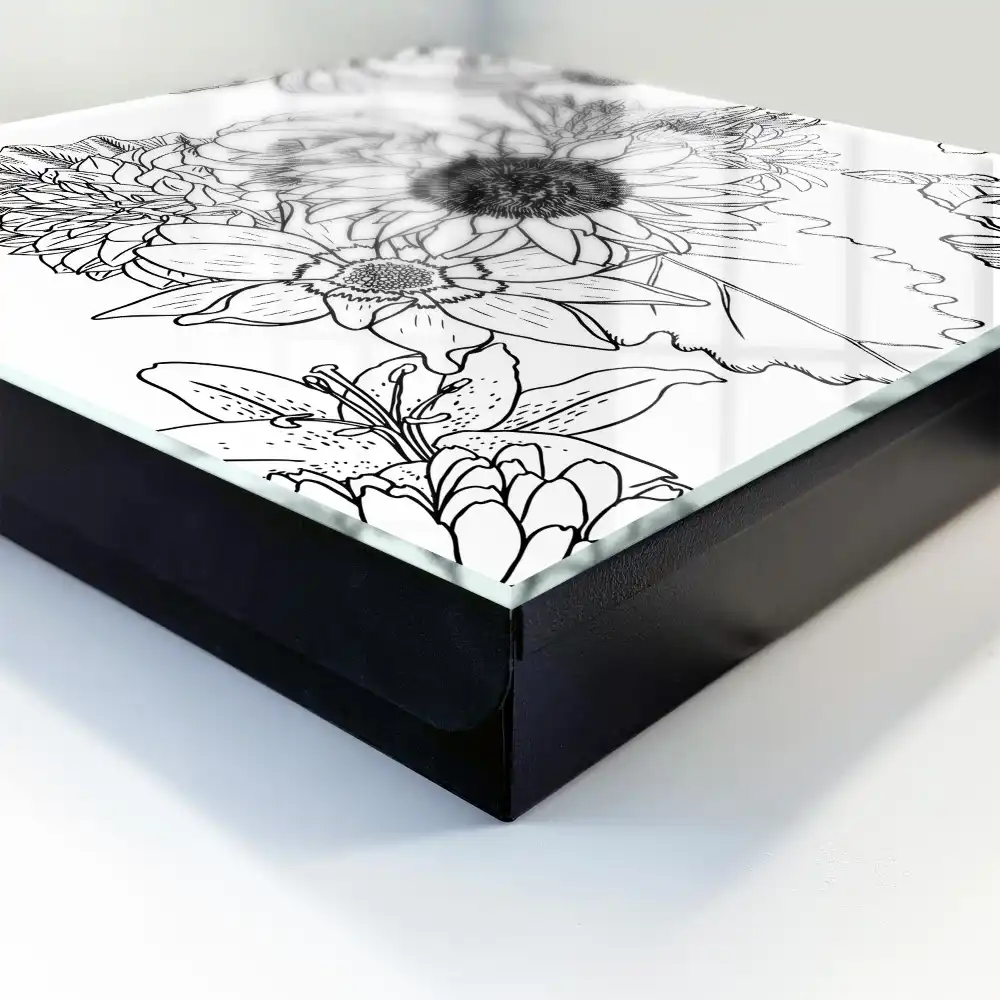 Szafeczka na klucze misterna kompozycja kwiatowa w stylu line art