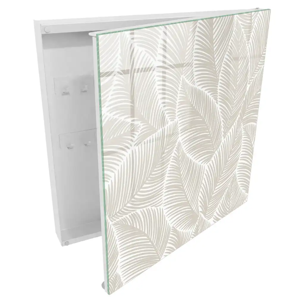 Szafka na klucze z motywem delikatnych liści w stonowanych barwach