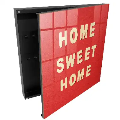Szafeczka na klucze napis HOME SWEET HOME na czerwonym tle