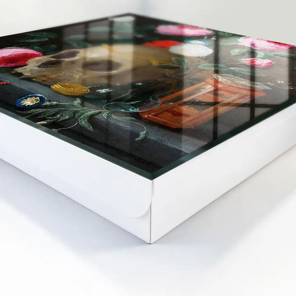 Szafka na klucze czaszka i kwiaty zieleni równowaga wyrazu