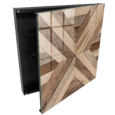 Skrzyneczka na klucze geometryczne drewniane panele w naturze