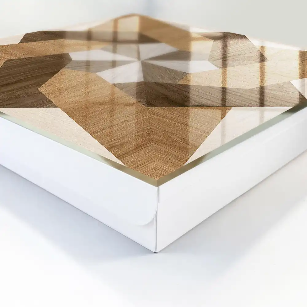 Szafeczka na klucze geometryczna struktura drewna w ciepłych tonach