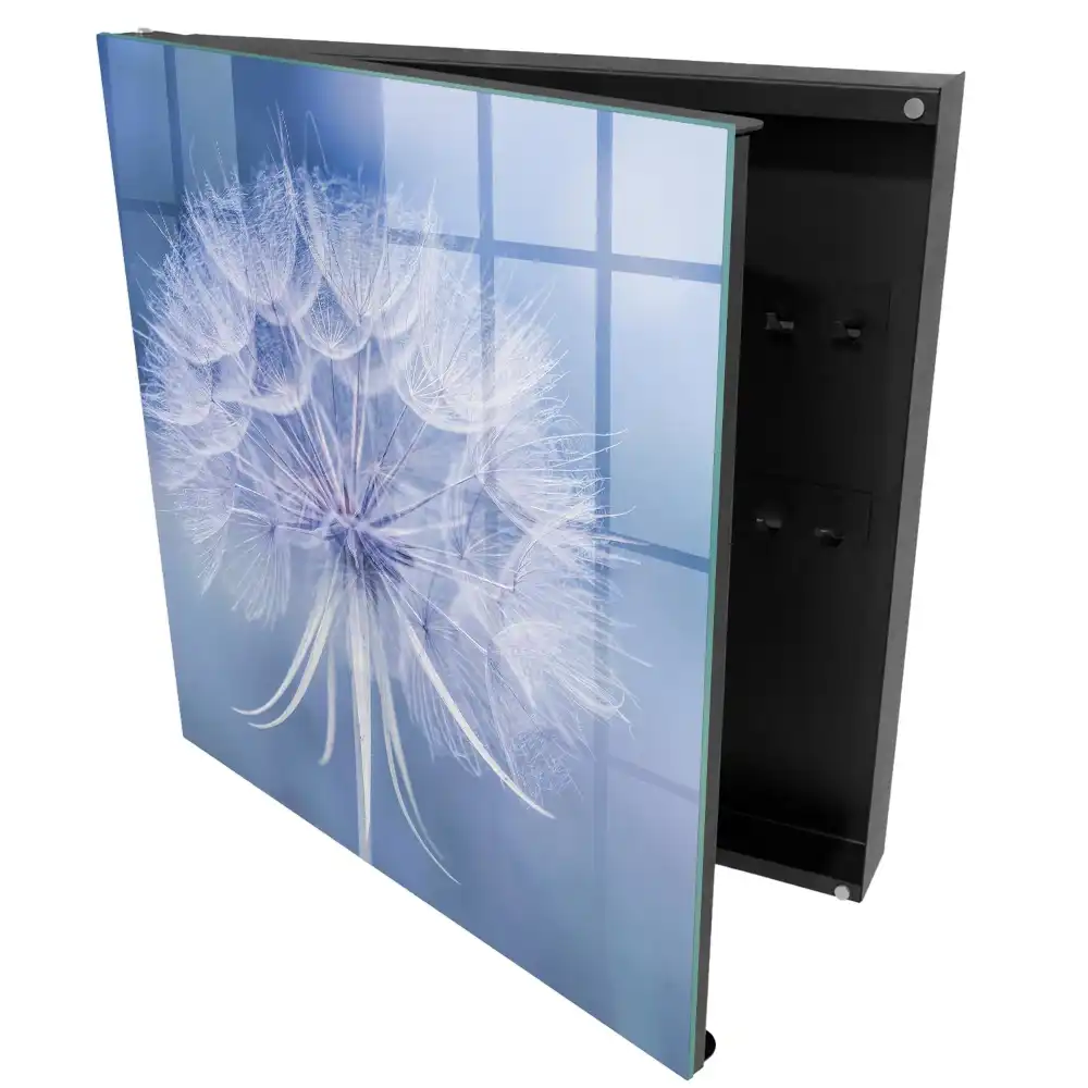 Szafka na klucze piękny dmuchawiec w tonacji niebieskiej