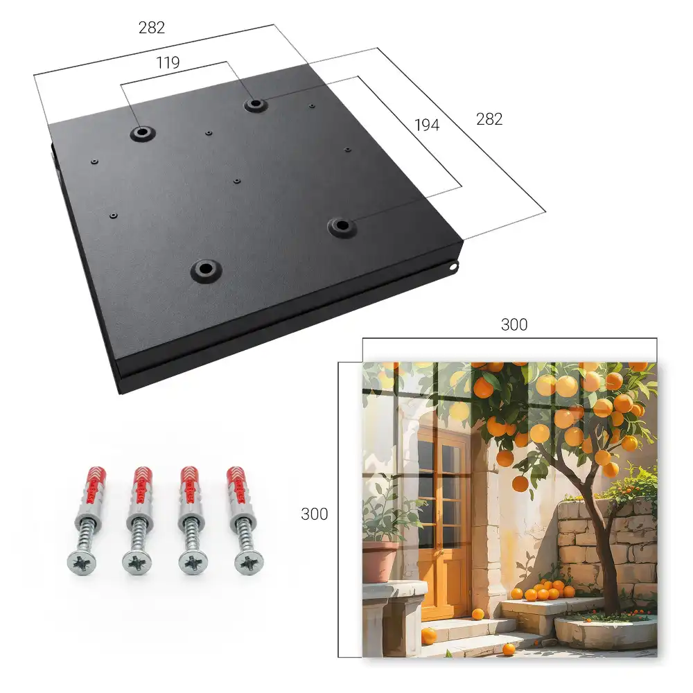 Szafeczka na klucze dziedziniec z pomarańczowym drzewkiem