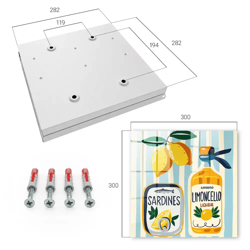Szafeczka na klucze butelka limoncello puszka sardynek cytryny
