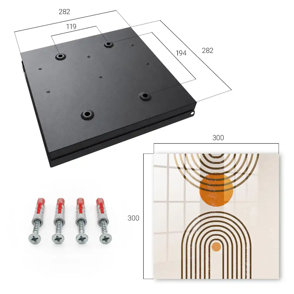 Skrzynka na klucze w stylu retro z geometrycznym wzorem w ciepłych barwach