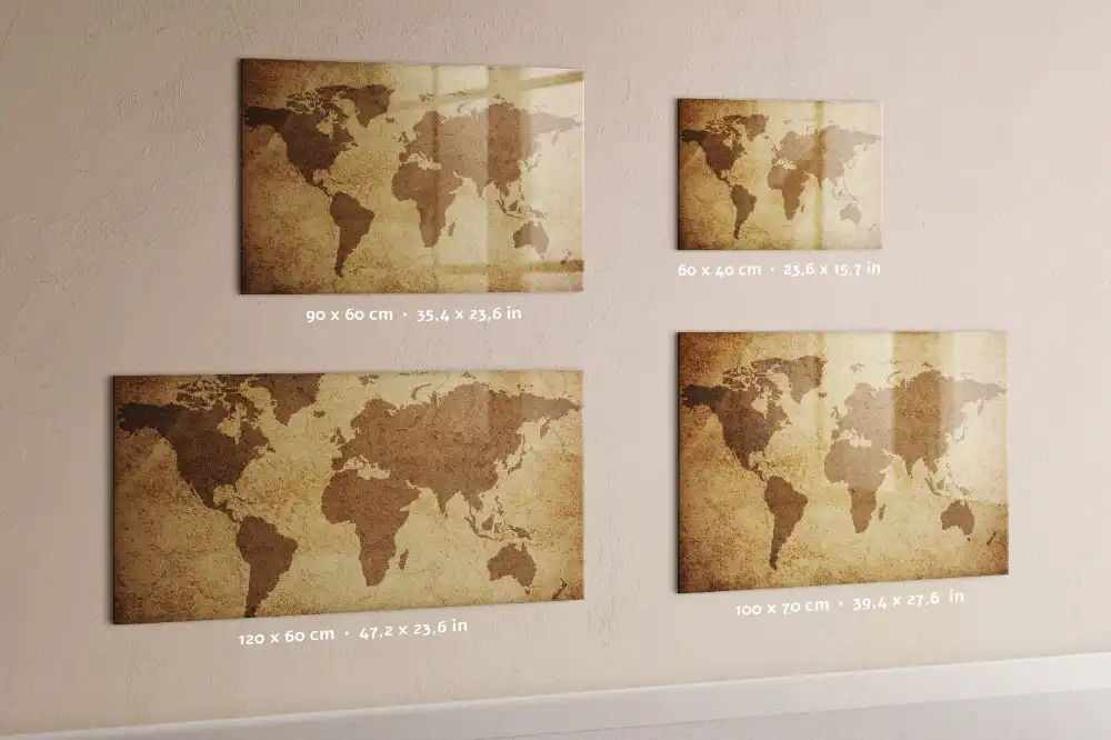 Tablica magnetyczna suchościeralna stara mapa świata w tle