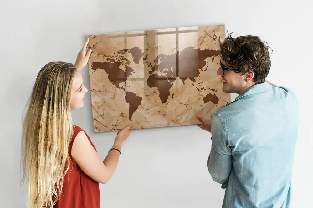 Tablica magnetyczna z pisakiem historyczna mapa świata