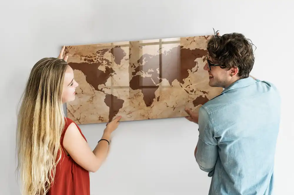 Tablica magnetyczna z pisakiem historyczna mapa świata