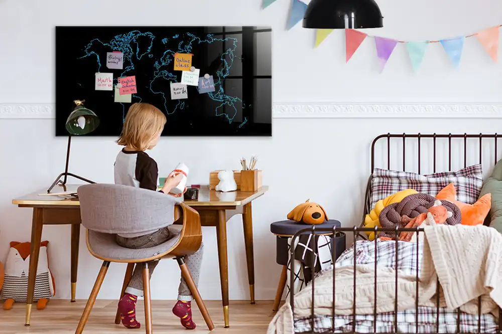 Tablica magnetyczna z pisakiem zarysy mapy świata