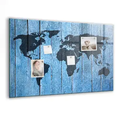 Tablica magnetyczna z pisakiem mapa świata na drewnie