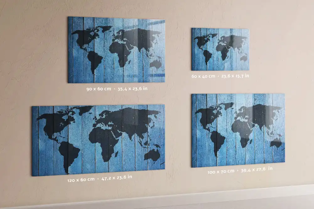 Tablica magnetyczna z pisakiem mapa świata na drewnie