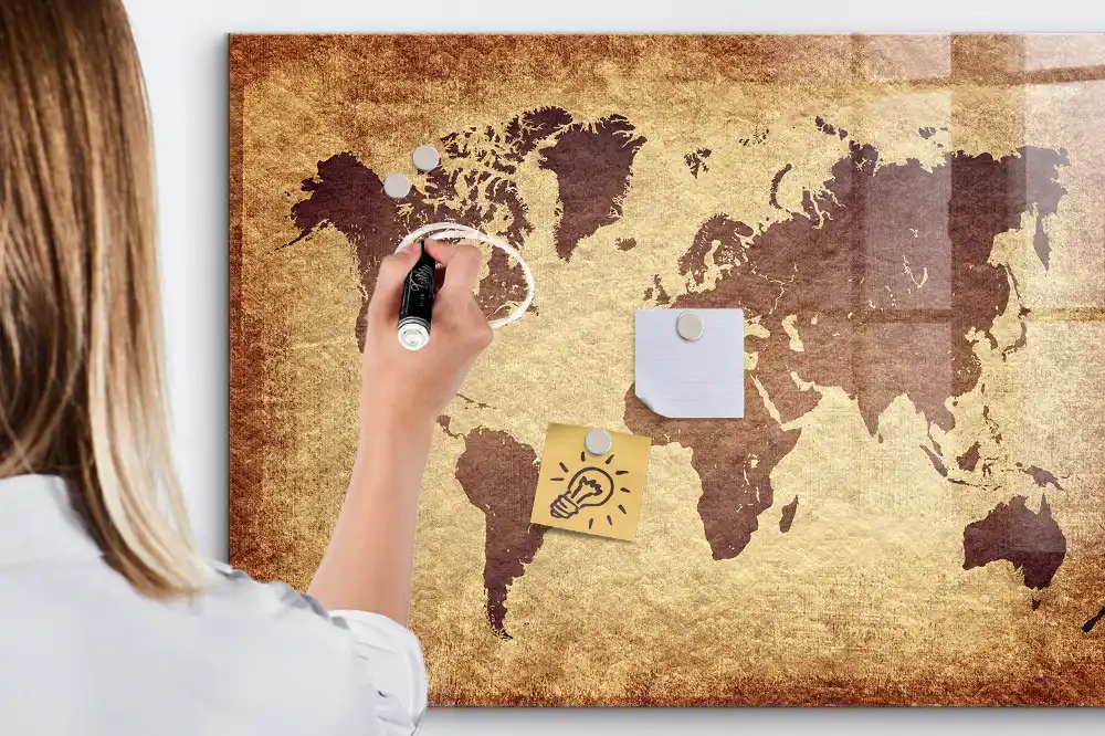 Magnetyczna tablica do rysowania klasyczna mapa świata
