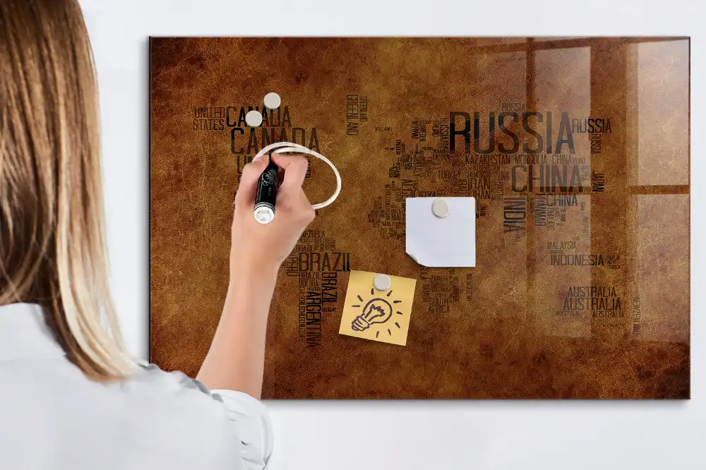 Tablica magnetyczna suchościeralna mapa z nazwami państw