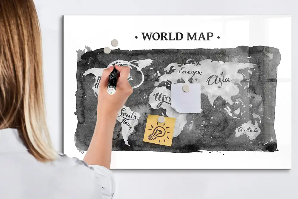 Tablica magnetyczna z pisakiem stylizowana mapa świata