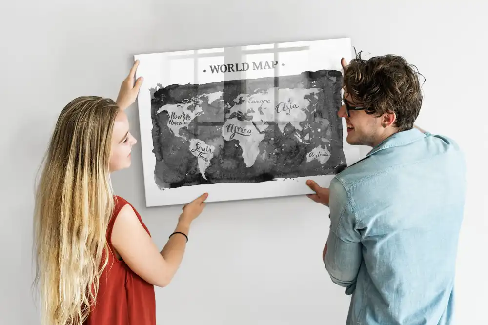 Tablica magnetyczna z pisakiem stylizowana mapa świata