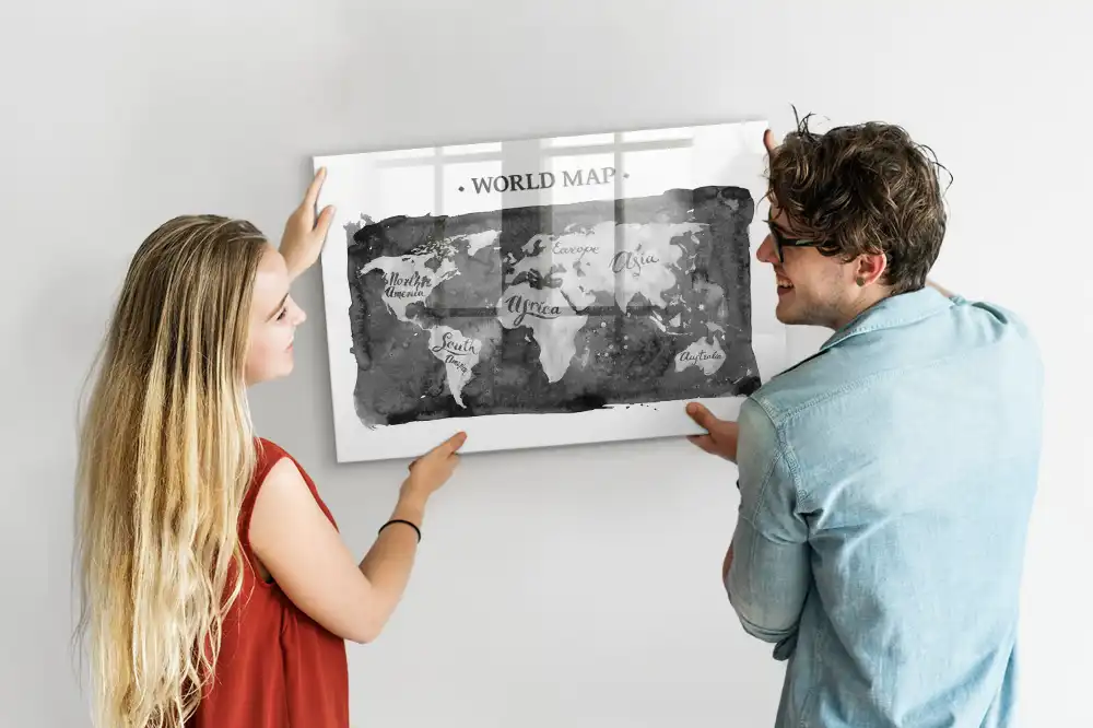 Tablica magnetyczna z pisakiem stylizowana mapa świata