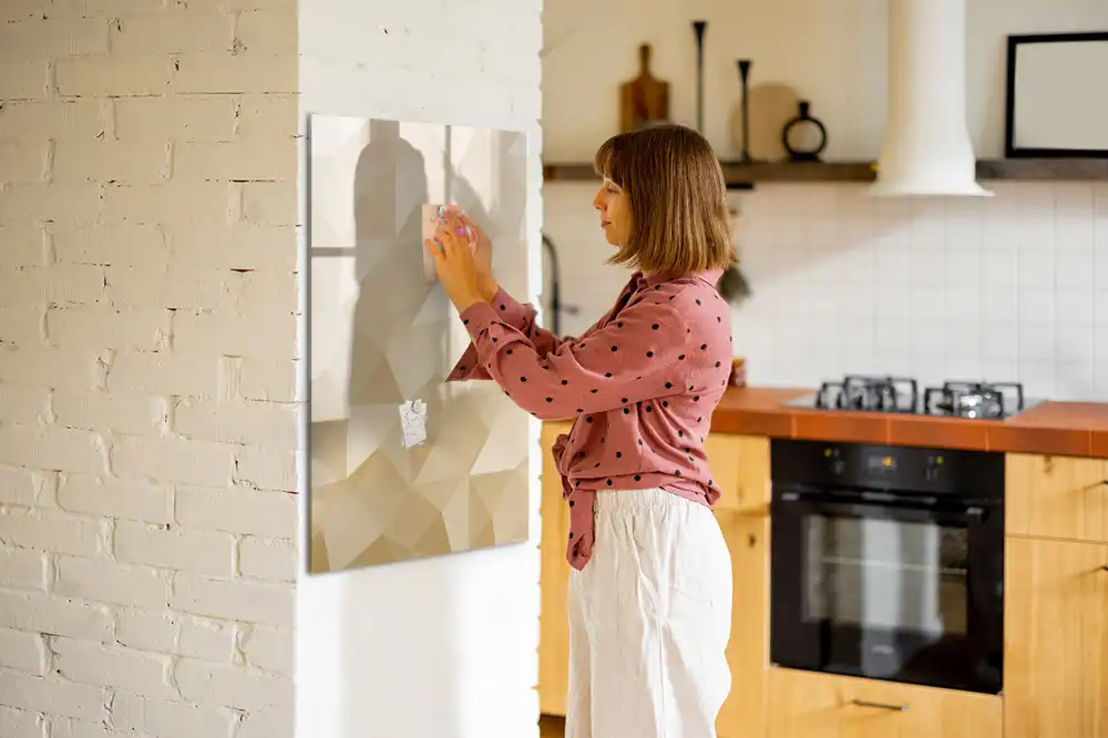 Tablica suchościeralna magnetyczna geometryczne ostrosłupy w tle