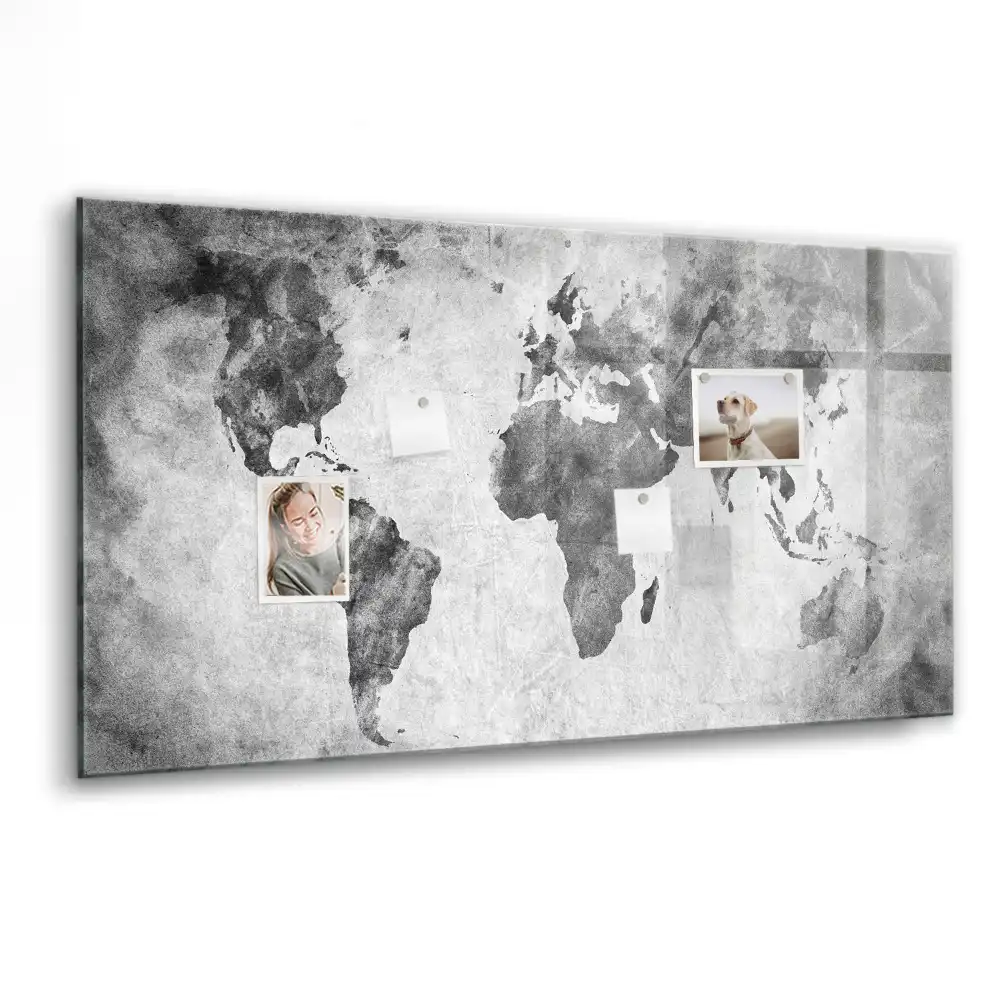 Tablica suchościeralna magnetyczna siatka geograficzna świata