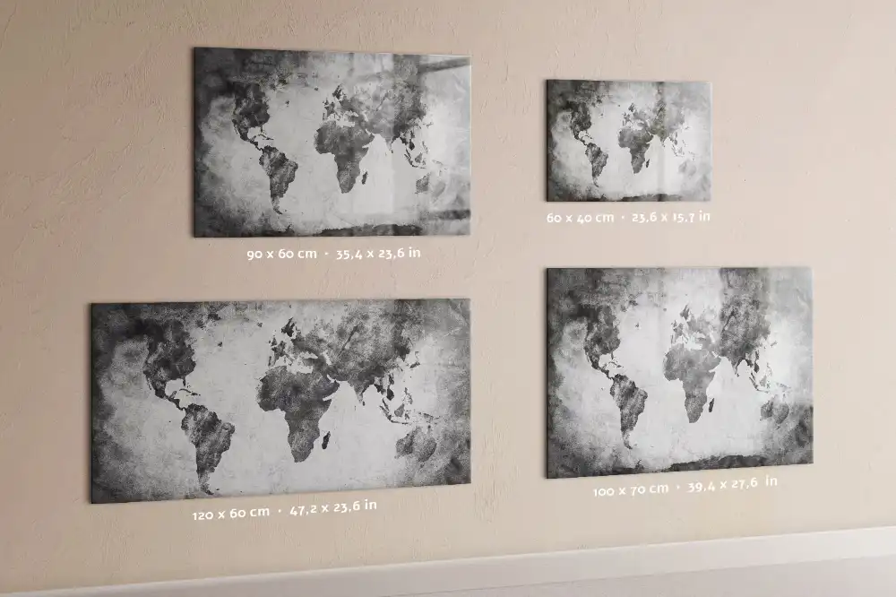 Tablica suchościeralna magnetyczna siatka geograficzna świata