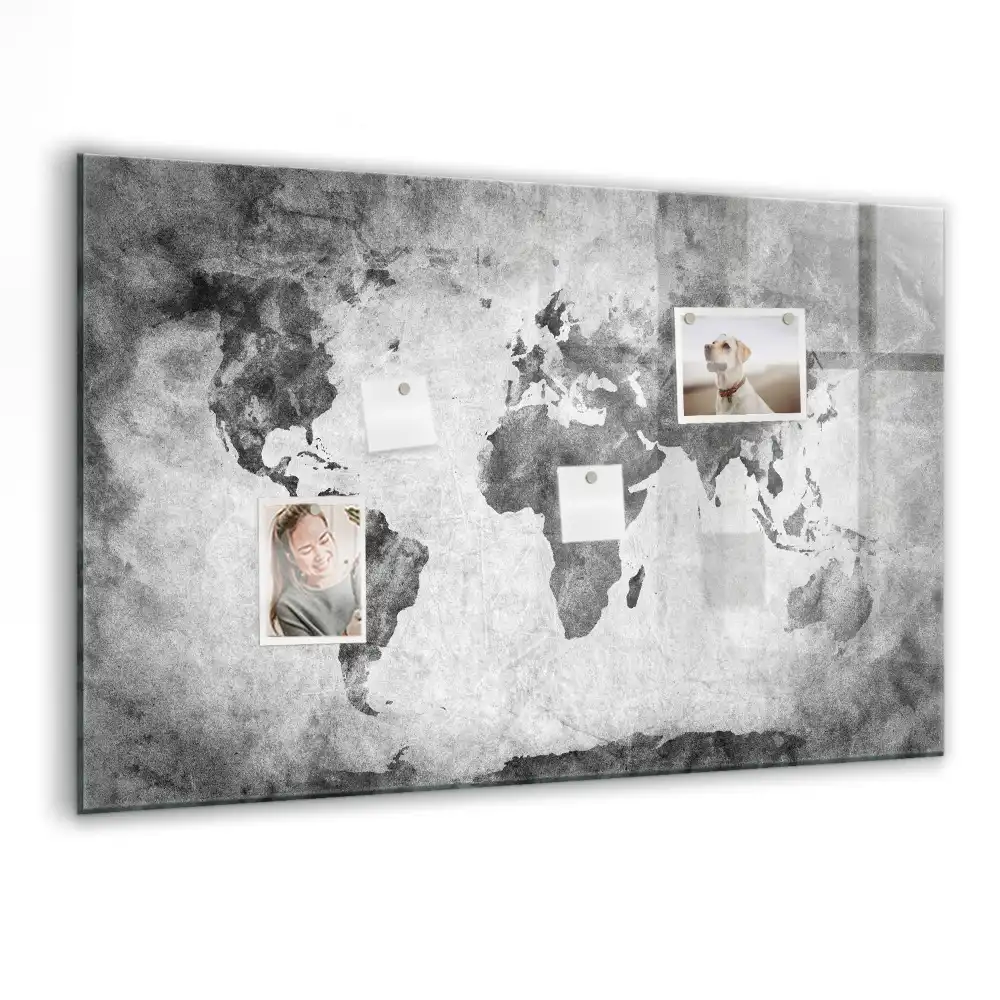 Tablica suchościeralna magnetyczna siatka geograficzna świata