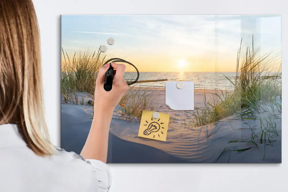 Tablica suchościeralna magnetyczna plaża o zachodzie słońca