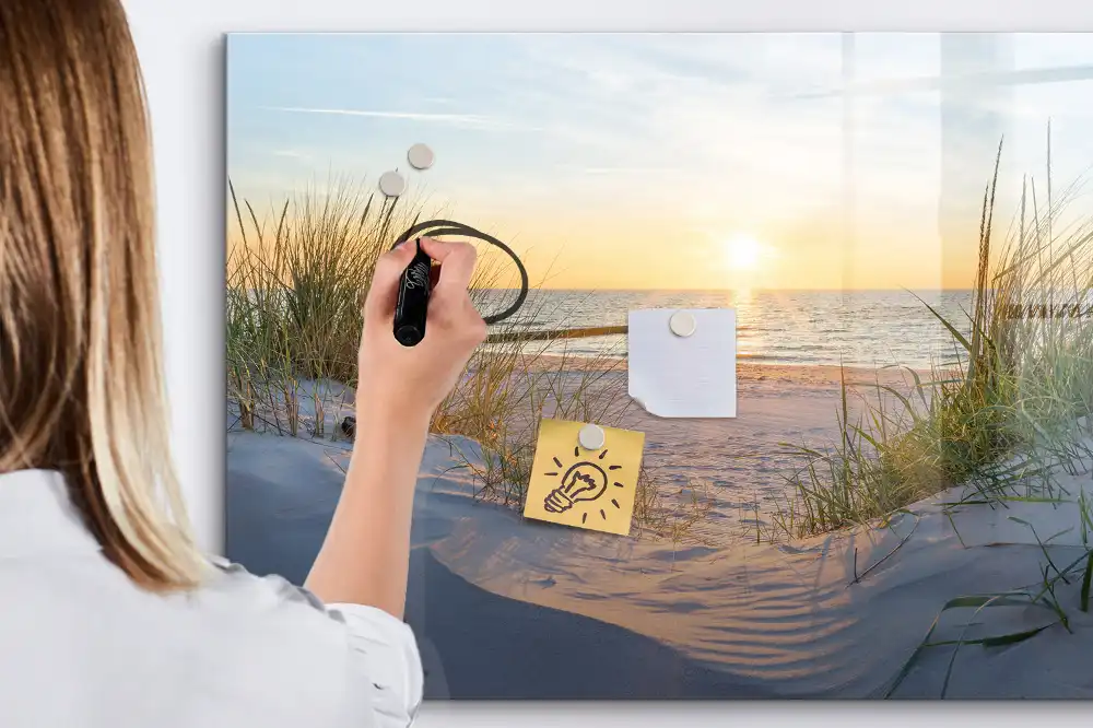 Tablica suchościeralna magnetyczna plaża o zachodzie słońca