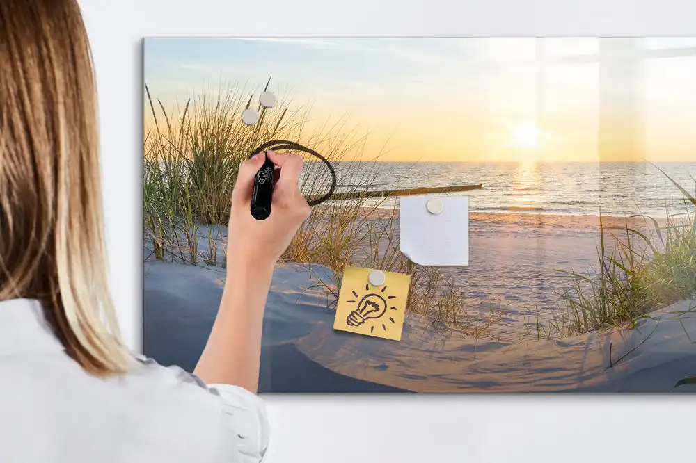 Tablica suchościeralna magnetyczna plaża o zachodzie słońca
