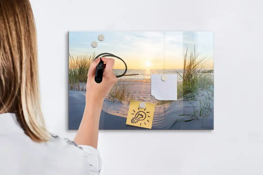 Tablica suchościeralna magnetyczna plaża o zachodzie słońca