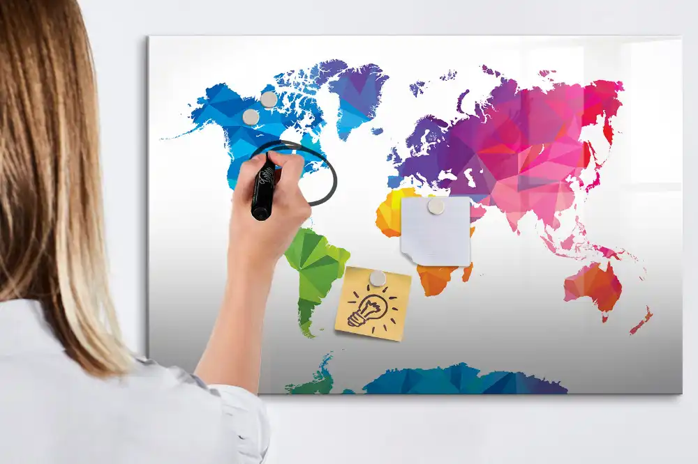 Tablica suchościeralna magnetyczna abstrakcyjna mapa świata
