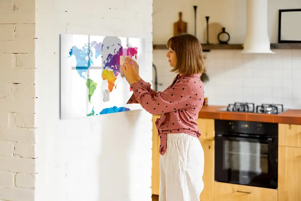 Tablica suchościeralna magnetyczna abstrakcyjna mapa świata