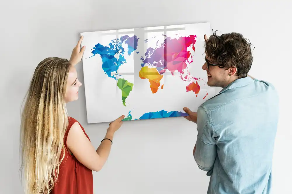 Tablica suchościeralna magnetyczna abstrakcyjna mapa świata