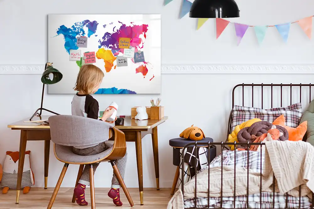 Tablica suchościeralna magnetyczna abstrakcyjna mapa świata