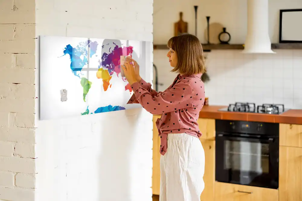 Tablica suchościeralna magnetyczna abstrakcyjna mapa świata