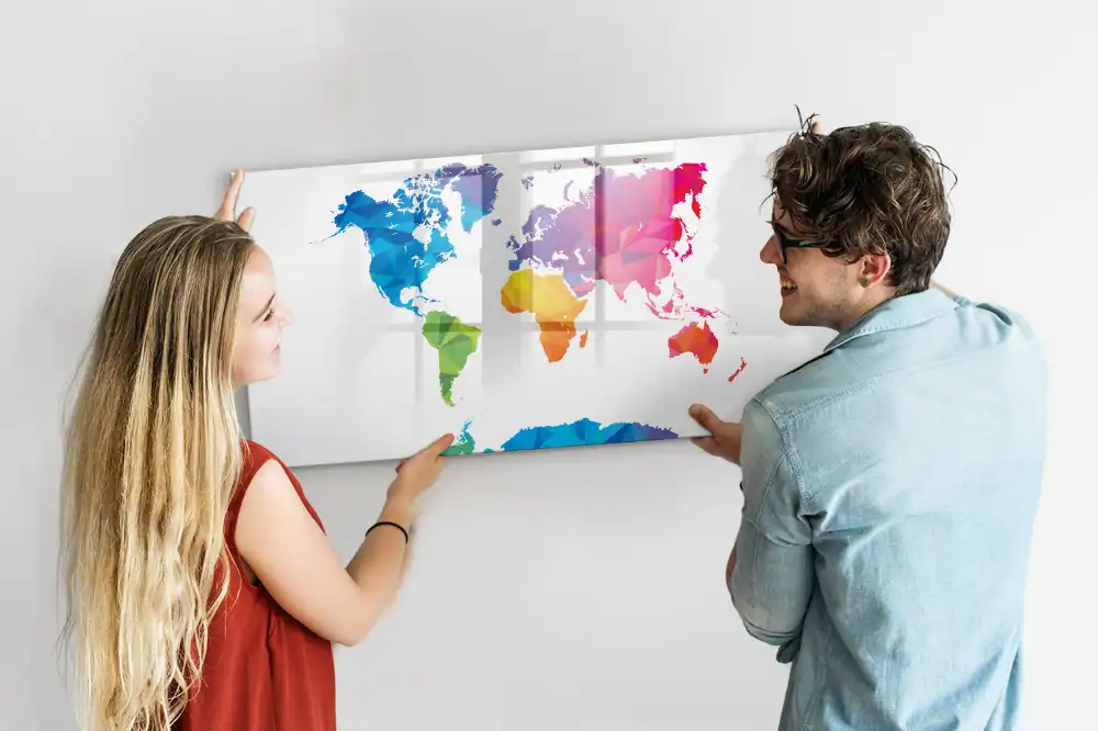 Tablica suchościeralna magnetyczna abstrakcyjna mapa świata