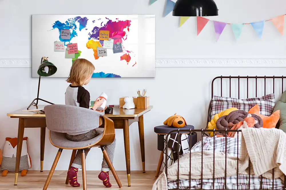 Tablica suchościeralna magnetyczna abstrakcyjna mapa świata