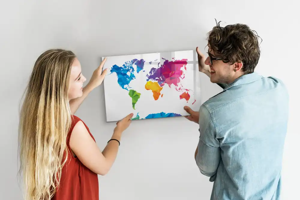 Tablica suchościeralna magnetyczna abstrakcyjna mapa świata