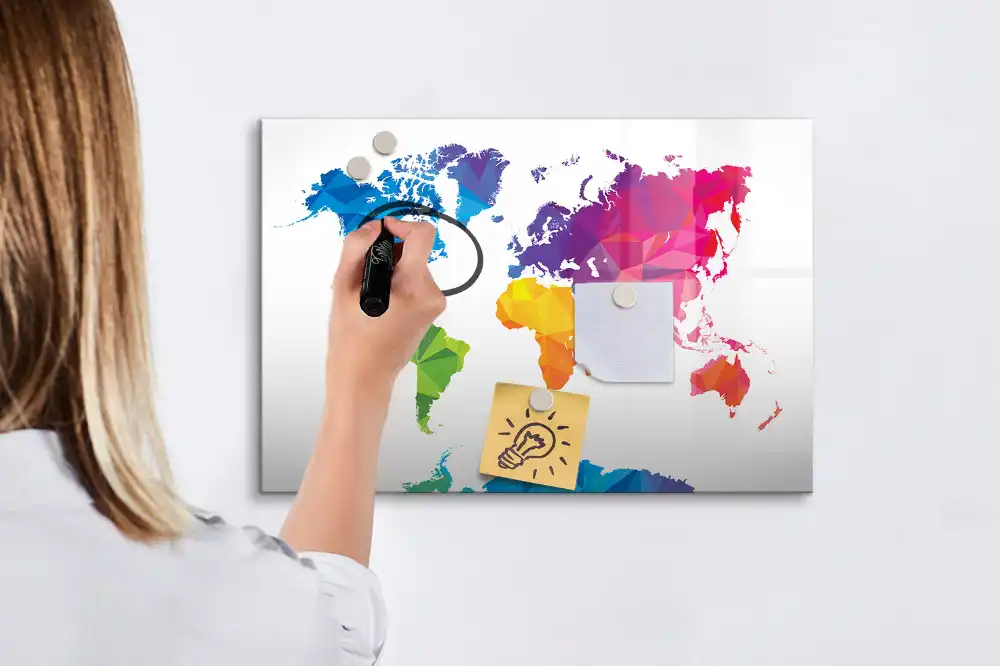 Tablica suchościeralna magnetyczna abstrakcyjna mapa świata