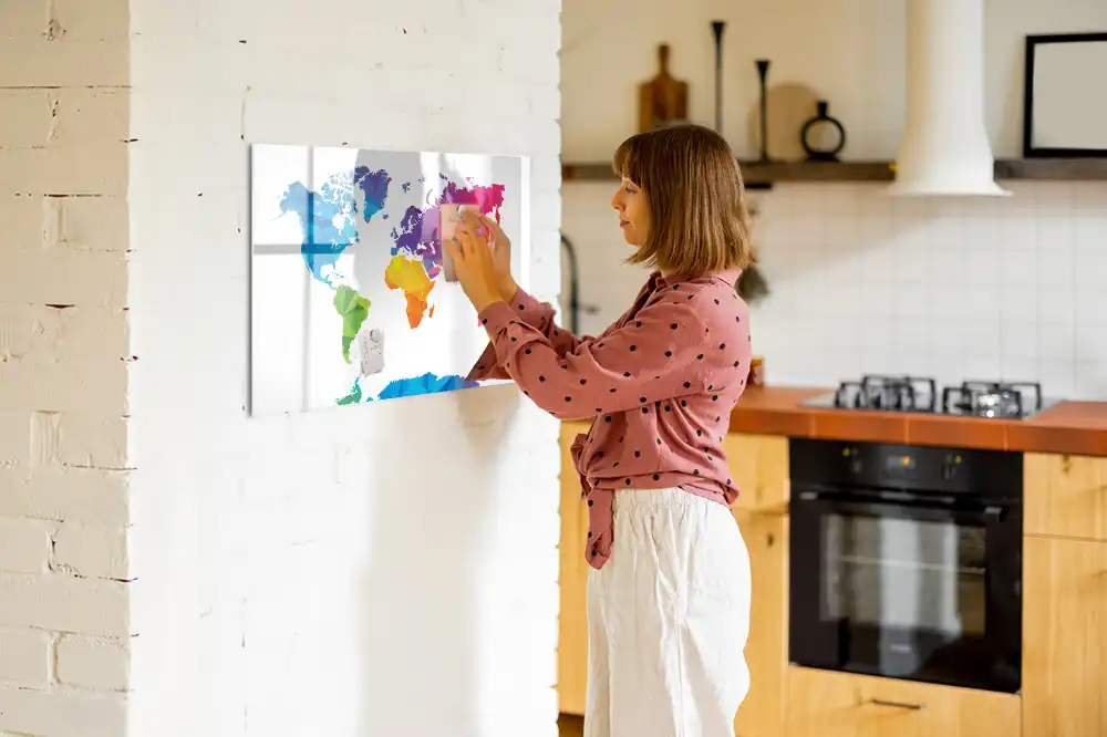Tablica suchościeralna magnetyczna abstrakcyjna mapa świata
