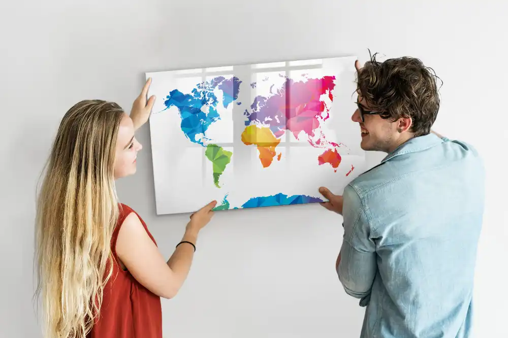 Tablica suchościeralna magnetyczna abstrakcyjna mapa świata